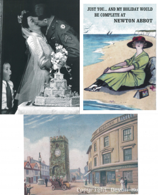 Set of 3 postcards: GI bride, 1920s seaside and Tower 1908 product photo